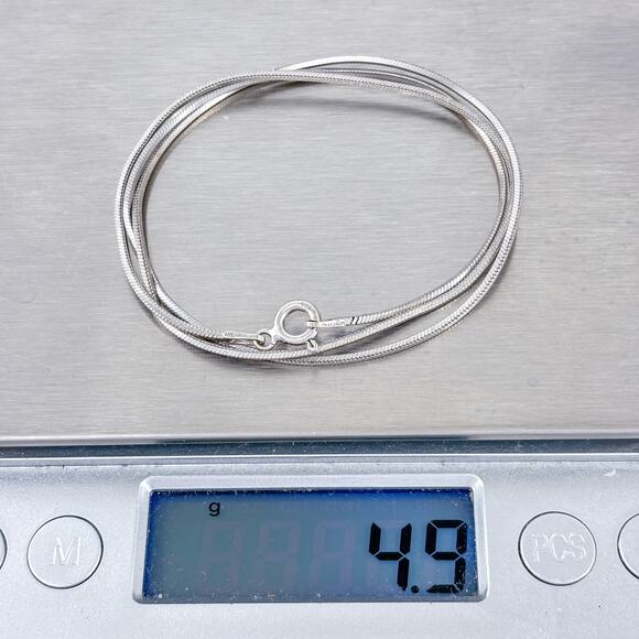 Vintage Italy Danecraft Sterling Silver 925 Square Edge Snake Chain Necklace 18" - Picture 3 of 3